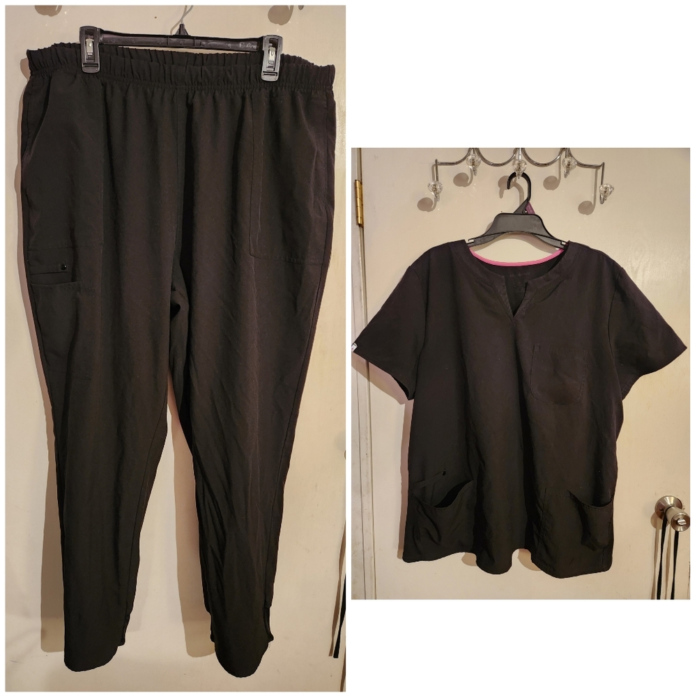 Scrub Star 2x Plus Size Black Set